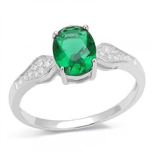 Alamode Rhodium 925 Sterling Silver Ring with Synthetic Synthetic Glass in Blue Zircon - Alamode - Flyclothing LLC