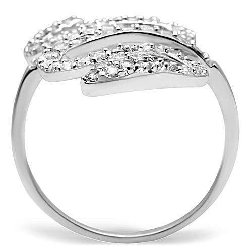 Alamode Rhodium Brass Ring with AAA Grade CZ in Clear - Alamode - Flyclothing LLC