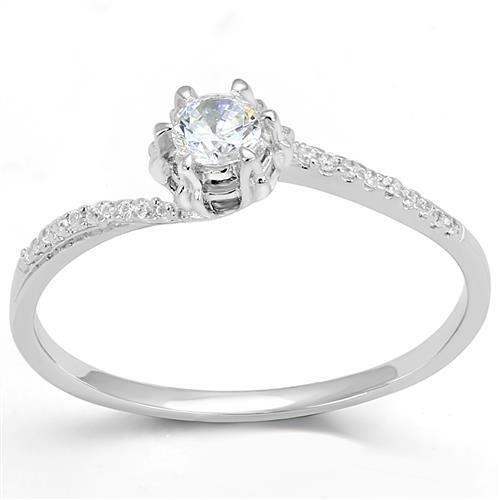 Alamode Rhodium 925 Sterling Silver Ring with AAA Grade CZ in Clear - Alamode - Flyclothing LLC