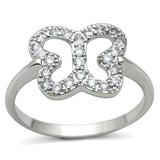 Alamode Rhodium Brass Ring with AAA Grade CZ in Clear - Alamode