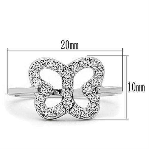 Alamode Rhodium Brass Ring with AAA Grade CZ in Clear - Alamode - Flyclothing LLC