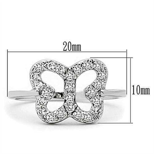 Alamode Rhodium Brass Ring with AAA Grade CZ in Clear - Alamode - Flyclothing LLC