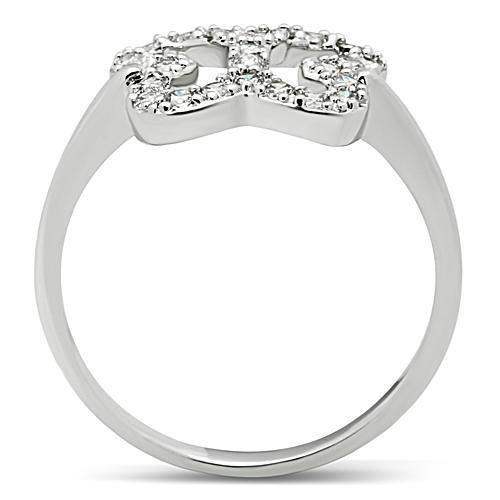 Alamode Rhodium Brass Ring with AAA Grade CZ in Clear - Alamode - Flyclothing LLC