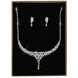 Alamode Rhodium Brass Jewelry Sets with AAA Grade CZ in Clear - Alamode