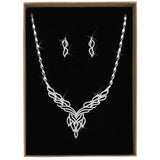 Alamode Rhodium Brass Jewelry Sets with AAA Grade CZ in Clear - Alamode