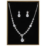 Alamode Rhodium Brass Jewelry Sets with AAA Grade CZ in Clear - Alamode