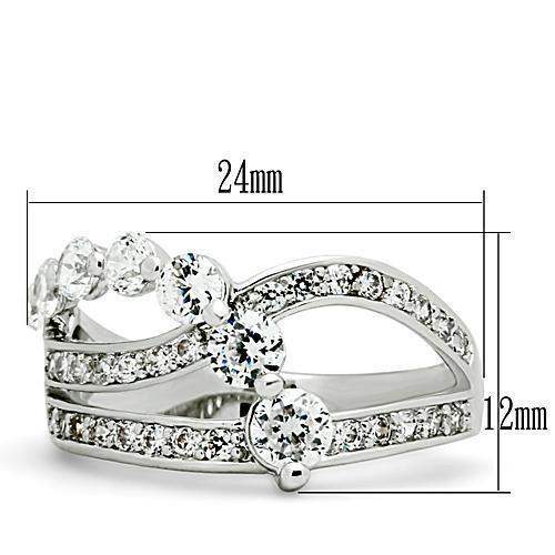 Alamode Rhodium Brass Ring with AAA Grade CZ in Clear - Alamode - Flyclothing LLC