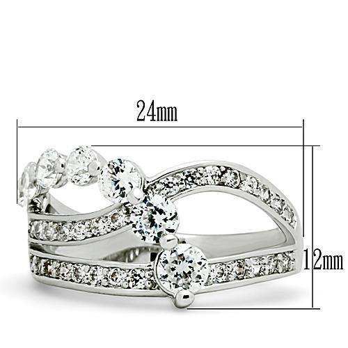 Alamode Rhodium Brass Ring with AAA Grade CZ in Clear - Alamode - Flyclothing LLC