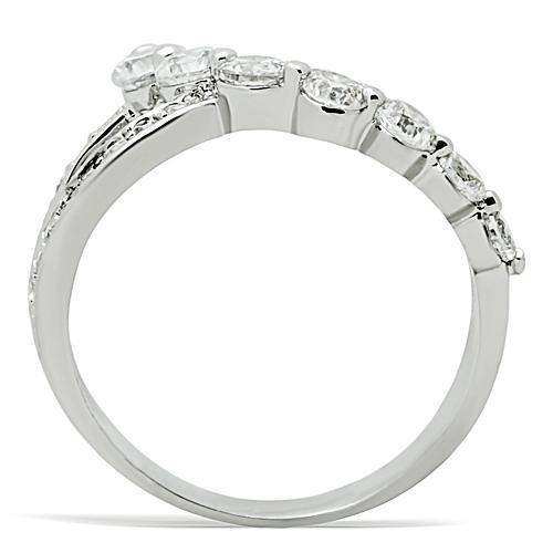Alamode Rhodium Brass Ring with AAA Grade CZ in Clear - Alamode - Flyclothing LLC