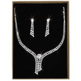 Alamode Rhodium Brass Jewelry Sets with AAA Grade CZ in Clear - Alamode