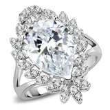 Alamode Rhodium Brass Ring with AAA Grade CZ in Clear - Alamode - Flyclothing LLC
