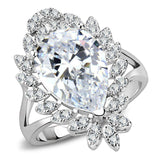 Alamode Rhodium Brass Ring with AAA Grade CZ in Clear - Alamode - Flyclothing LLC