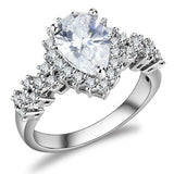 Alamode Rhodium Brass Ring with AAA Grade CZ in Clear - Alamode - Flyclothing LLC