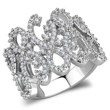 Alamode Rhodium Brass Ring with AAA Grade CZ in Clear - Alamode - Flyclothing LLC