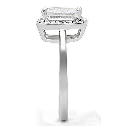 Alamode Rhodium Brass Ring with AAA Grade CZ in Clear - Alamode - Flyclothing LLC