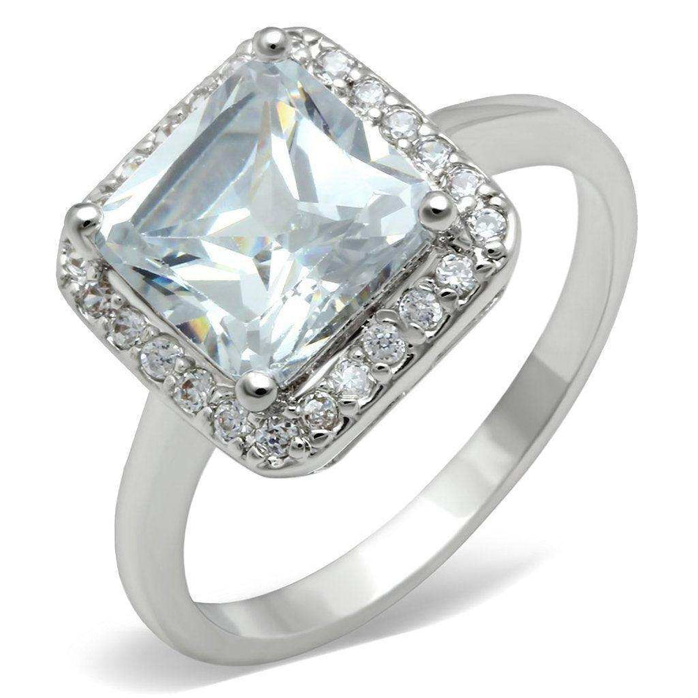 Alamode Rhodium Brass Ring with AAA Grade CZ in Clear - Alamode - Flyclothing LLC