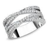 Alamode Rhodium Brass Ring with AAA Grade CZ in Clear - Alamode