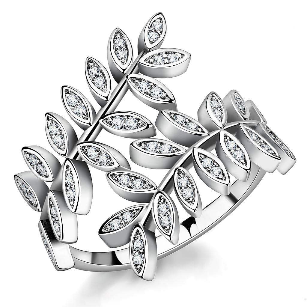 Alamode Rhodium Brass Ring with AAA Grade CZ in Clear - Alamode - Flyclothing LLC