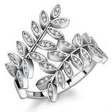 Alamode Rhodium Brass Ring with AAA Grade CZ in Clear - Alamode - Flyclothing LLC