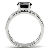 Alamode Rhodium Brass Ring with AAA Grade CZ in Jet - Alamode - Flyclothing LLC