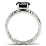Alamode Rhodium Brass Ring with AAA Grade CZ in Jet - Alamode - Flyclothing LLC