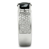Alamode Rhodium Brass Ring with AAA Grade CZ in Jet - Alamode - Flyclothing LLC