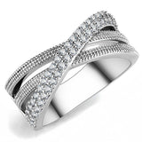 Alamode Rhodium Brass Ring with AAA Grade CZ in Clear - Alamode - Flyclothing LLC