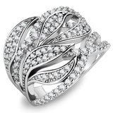 Alamode Rhodium Brass Ring with AAA Grade CZ in Clear - Alamode - Flyclothing LLC