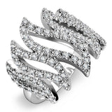 Alamode Rhodium Brass Ring with AAA Grade CZ in Clear - Alamode - Flyclothing LLC
