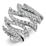 Alamode Rhodium Brass Ring with AAA Grade CZ in Clear - Alamode - Flyclothing LLC