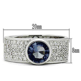 Alamode Rhodium Brass Ring with Synthetic Synthetic Glass in Light Sapphire - Alamode - Flyclothing LLC
