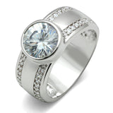 Alamode Rhodium Brass Ring with AAA Grade CZ in Clear - Alamode