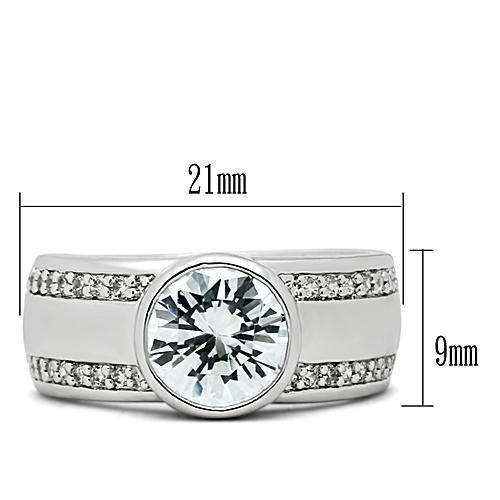 Alamode Rhodium Brass Ring with AAA Grade CZ in Clear - Alamode