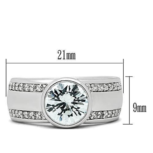 Alamode Rhodium Brass Ring with AAA Grade CZ in Clear - Flyclothing LLC