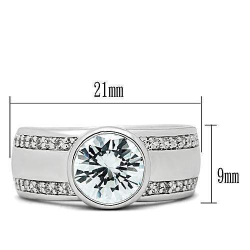 Alamode Rhodium Brass Ring with AAA Grade CZ in Clear - Alamode - Flyclothing LLC