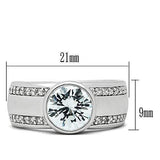 Alamode Rhodium Brass Ring with AAA Grade CZ in Clear - Alamode - Flyclothing LLC