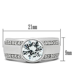 Alamode Rhodium Brass Ring with AAA Grade CZ in Clear - Alamode