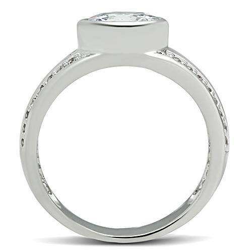 Alamode Rhodium Brass Ring with AAA Grade CZ in Clear - Alamode - Flyclothing LLC