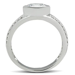 Alamode Rhodium Brass Ring with AAA Grade CZ in Clear - Flyclothing LLC