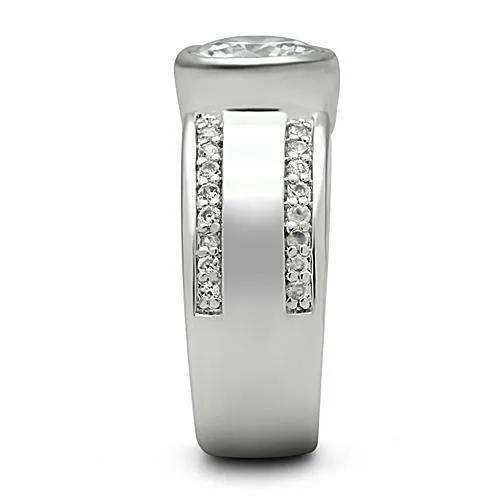Alamode Rhodium Brass Ring with AAA Grade CZ in Clear - Alamode - Flyclothing LLC