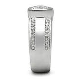 Alamode Rhodium Brass Ring with AAA Grade CZ in Clear - Alamode