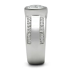 Alamode Rhodium Brass Ring with AAA Grade CZ in Clear - Alamode