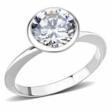 Alamode Rhodium Brass Ring with AAA Grade CZ in Clear - Alamode - Flyclothing LLC