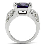 Alamode Rhodium Brass Ring with AAA Grade CZ in Amethyst - Alamode - Flyclothing LLC