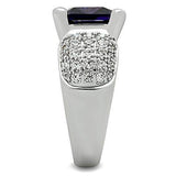 Alamode Rhodium Brass Ring with AAA Grade CZ in Amethyst - Alamode - Flyclothing LLC