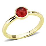 Alamode Gold Brass Ring with Synthetic Synthetic Glass in Garnet - Alamode