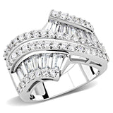 Alamode Rhodium Brass Ring with AAA Grade CZ in Clear - Alamode - Flyclothing LLC