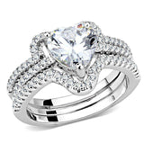 Alamode Rhodium Brass Ring with AAA Grade CZ in Clear - Alamode