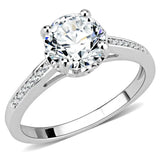 Alamode Rhodium Brass Ring with AAA Grade CZ in Clear - Alamode - Flyclothing LLC