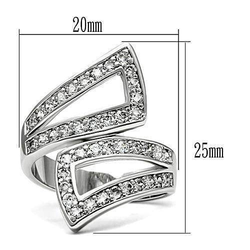 Alamode Rhodium Brass Ring with AAA Grade CZ in Clear - Alamode - Flyclothing LLC